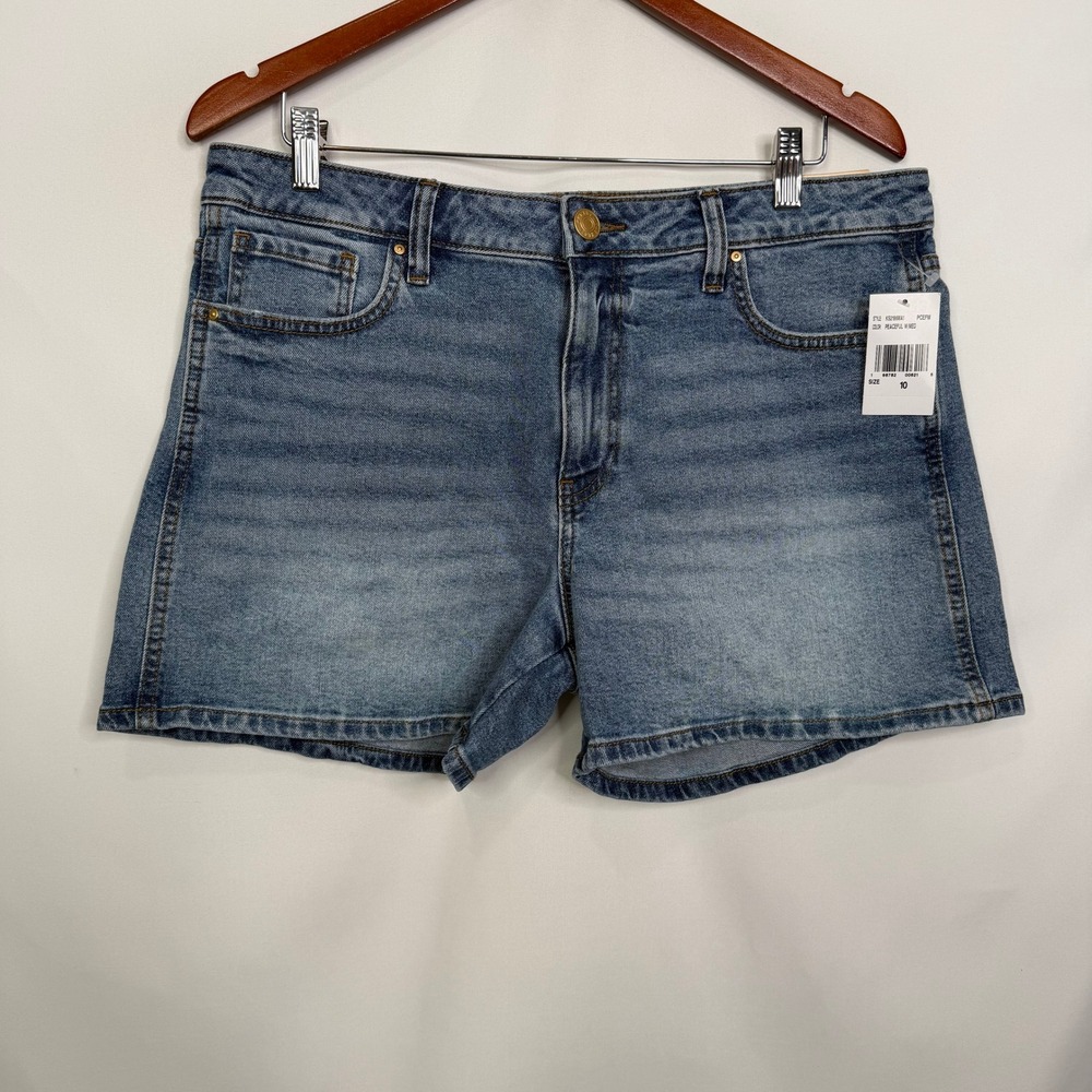 Kut from the Kloth Jane High Rise Peaceful Shorts Blue Denim Size 10 NEW - Picture 3 of 7
